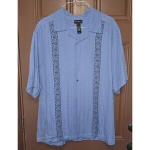 Axcess Men's Blue with Geo Design Lightweight Dress Shirt Short Sleeve - XL